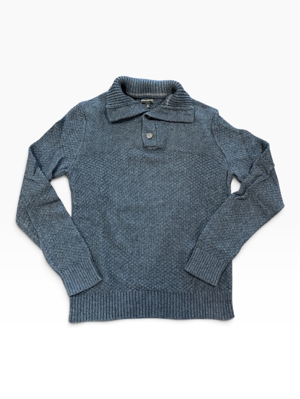 Banana Republic Men's Medium Blue Wool Blend Sweater with Button Collar